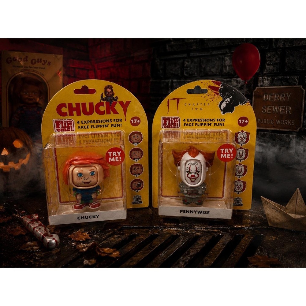 CultureFly Flip'Ems Chucky Pennywise IT Horror Figures 4 Faces Lot of 2 New
